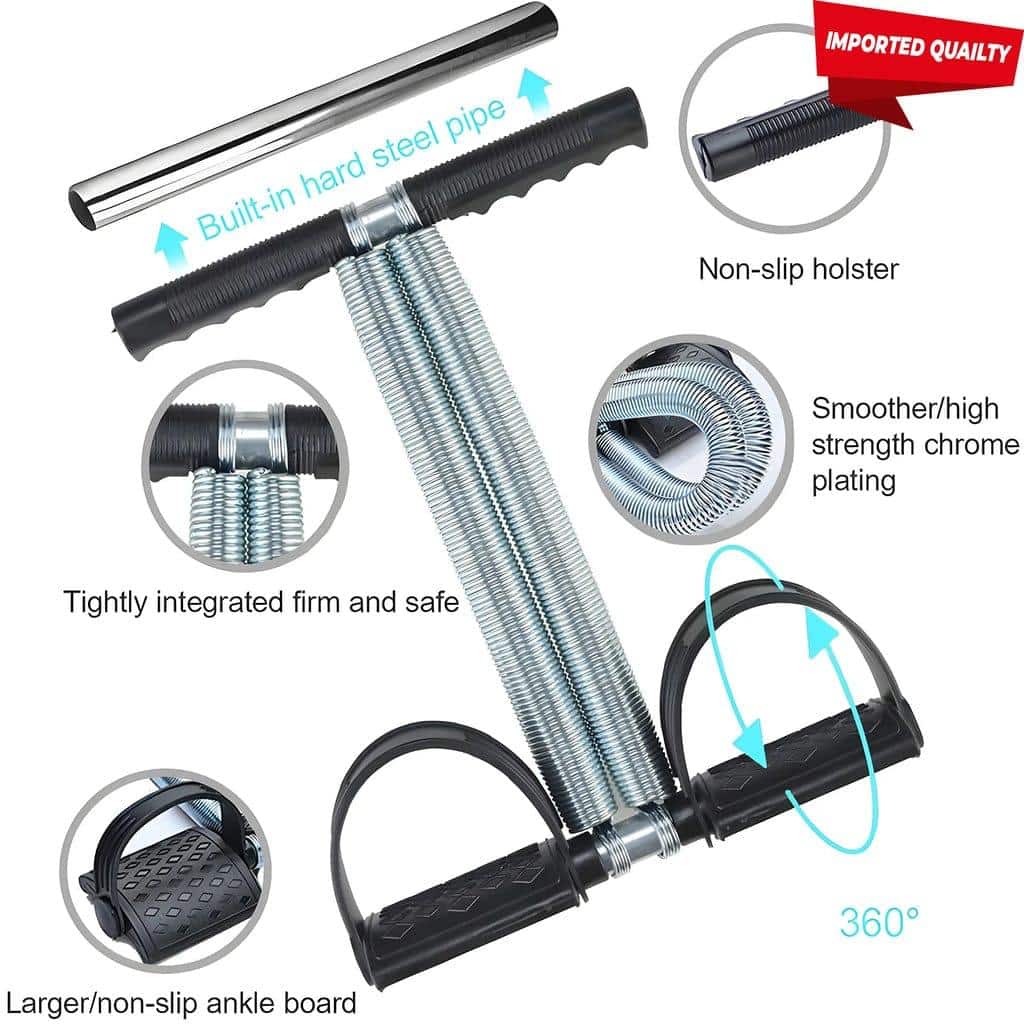 Double Spring Rubber Pull Tummy Trimmer - Effective Abs Exerciser for Core Strength