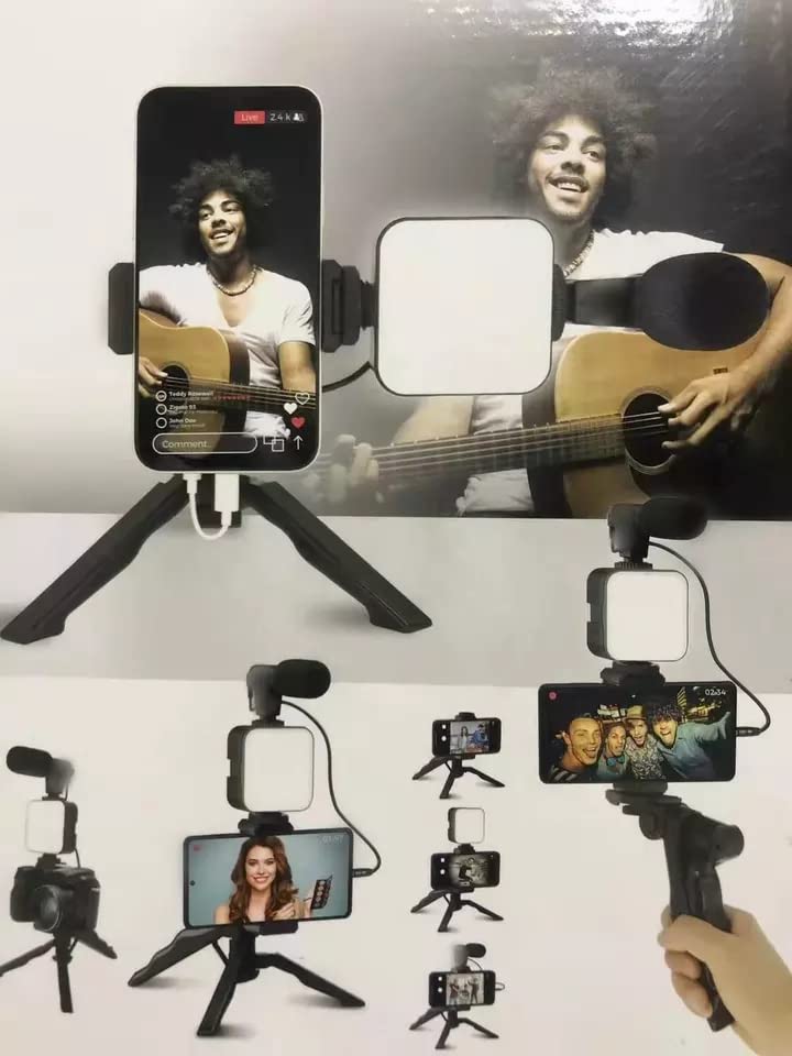 Complete Vlogging Kit: Mobile Phone and DSLR Camera Accessories with Tripod, Mic, 360 LED, and Remote for Ultimate Video Recording and Live Streaming - Image 2