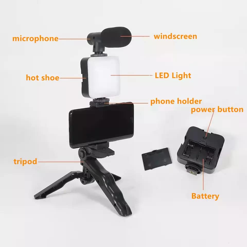 Complete Vlogging Kit: Mobile Phone and DSLR Camera Accessories with Tripod, Mic, 360 LED, and Remote for Ultimate Video Recording and Live Streaming - Image 3