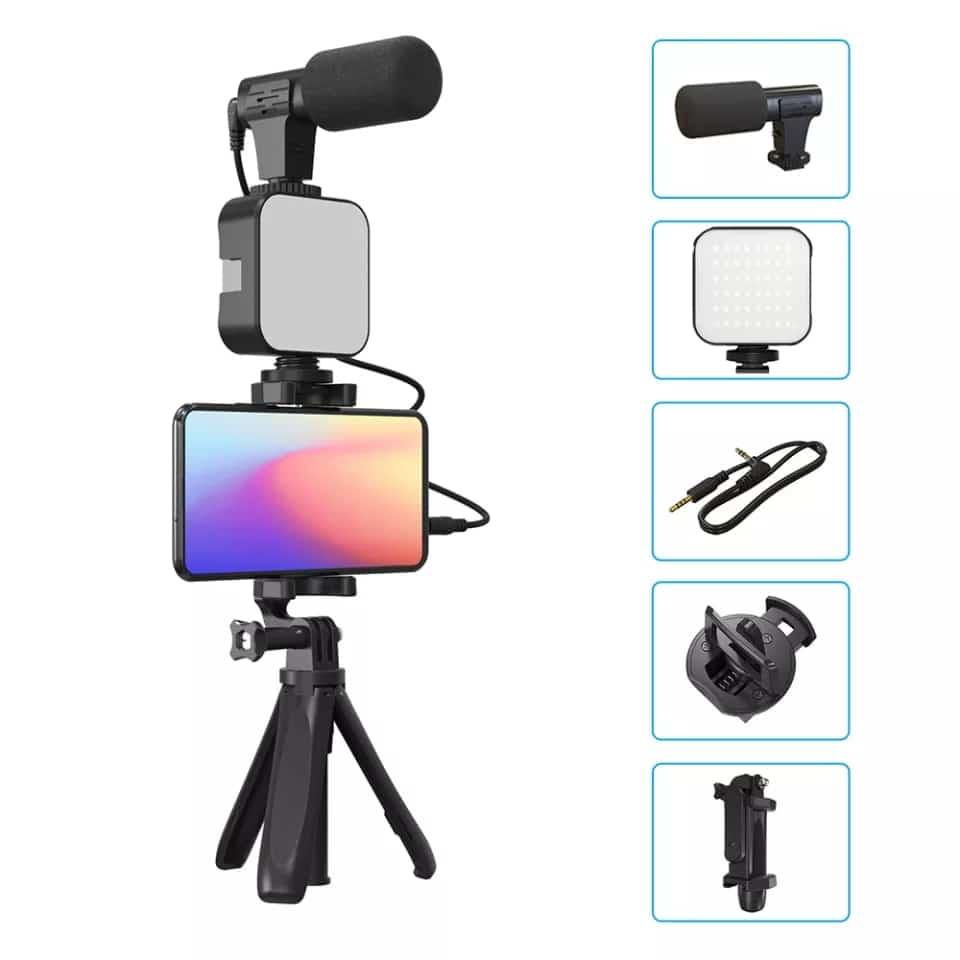 Complete Vlogging Kit: Mobile Phone and DSLR Camera Accessories with Tripod, Mic, 360 LED, and Remote for Ultimate Video Recording and Live Streaming - Image 8