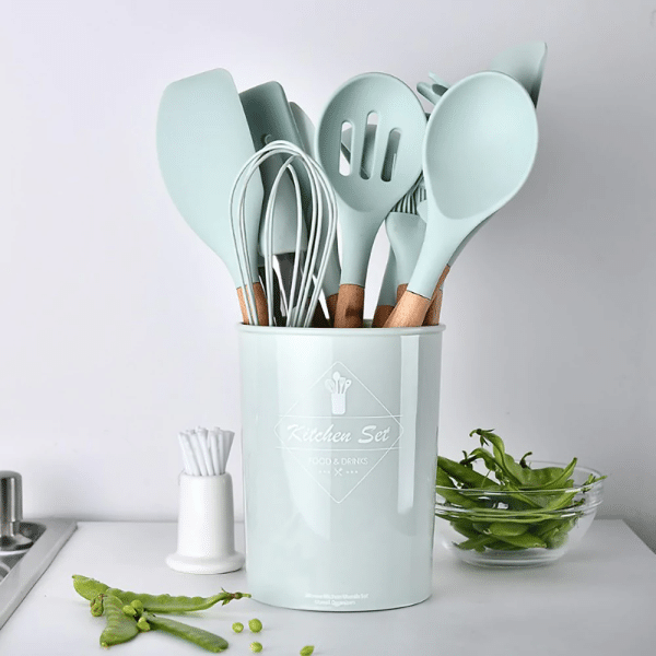 Heat-Resistant Silicone Kitchenware Set - Non-Stick Cooking Utensils (12-Piece) - Image 5
