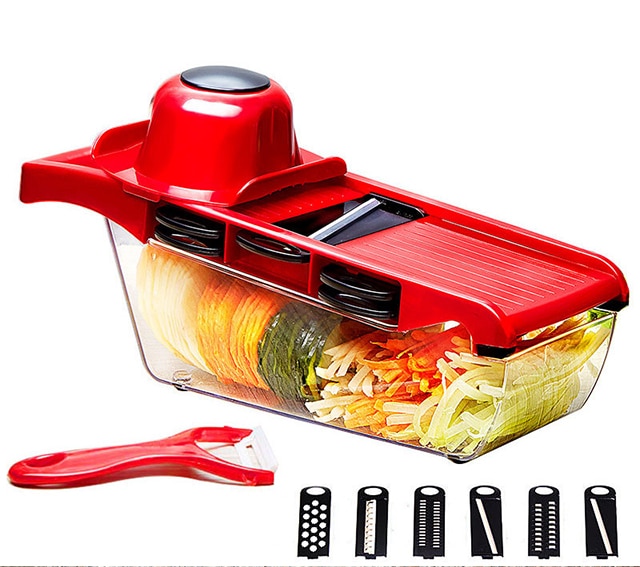 Versatile 10-in-1 Mandoline Vegetable Slicer Cutter with Convenient Storage Box