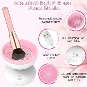 Effortless Beauty Maintenance: Automatic Makeup Brush Cleaner Machine with USB Operation and Storage Box