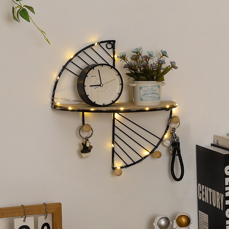 Modern and Functional: Half Circle Rectangular Wall Shelf with Multi-Function Hooks - Stylish Storage for Home Decor - Image 4