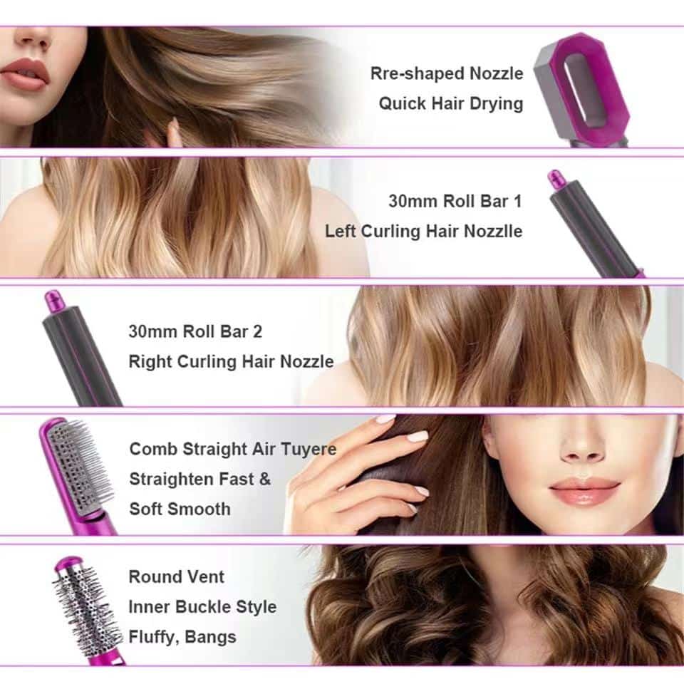 Transform Your Hair Styling Routine with our 5 in 1 Hot Air Styler – Versatile Hair Dryer and Styling Tool - Image 4
